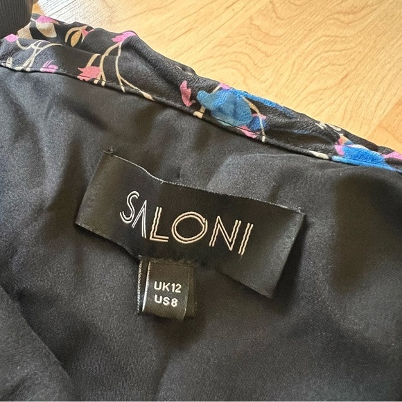 SALONI Silk‎ Floral Ruffled Dress Off the Shoulder Size 8 - Picture 4 of 11